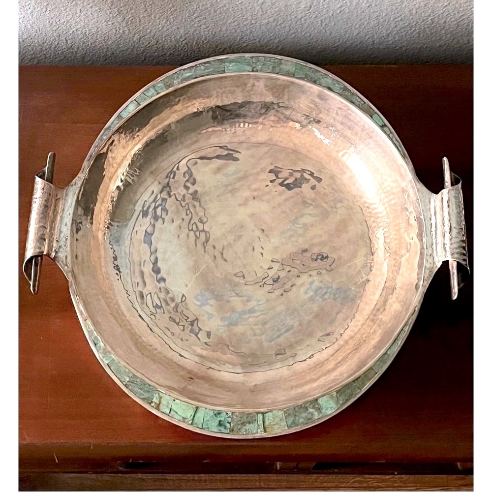 💚Emilia Castillo *SIGNED* Sterling Silver Bowl with Malachite Stone Detail💚